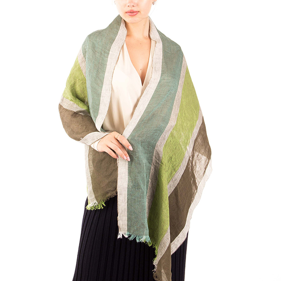 BEYMEN COLLECTION GREEN WHITE PALANKIN SCARFWOMENS SIZE 176X48